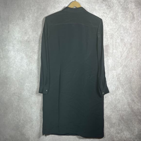 Talbots Shirt Silk Dress Women Size 10 Black Pure Button Up Knee Length Career - Picture 4 of 9